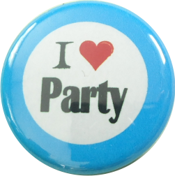 I love Party Button blau